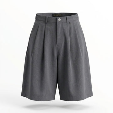PLEATED TROUSER SHORT - GREY