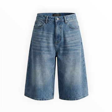 WIDE LEG DENIM SHORTS - ANTIQUE BLUE