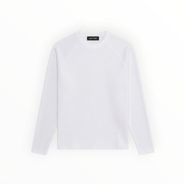RELAXED WAFFLE LONG SLEEVE - PURE WHITE