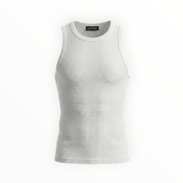 WAFFLE KNIT VEST - PURE WHITE