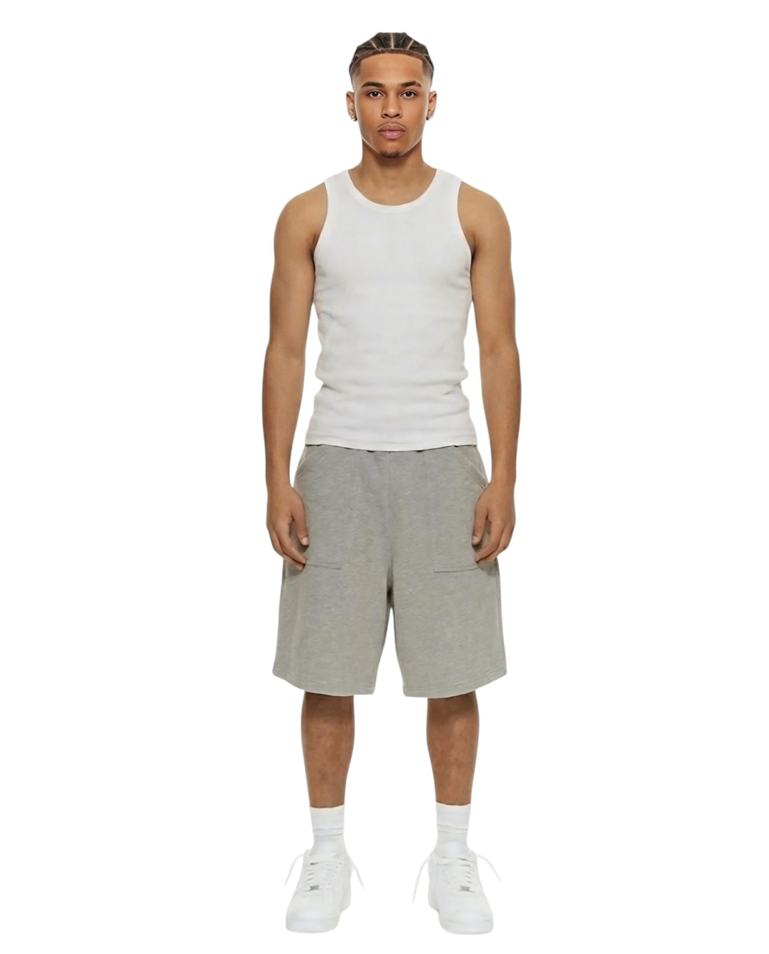 HEAVYWEIGHT SWEAT SHORTS - GREY MARL
