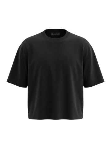 HEAVYWEIGHT CROPPED BOXY TEE - BLACK