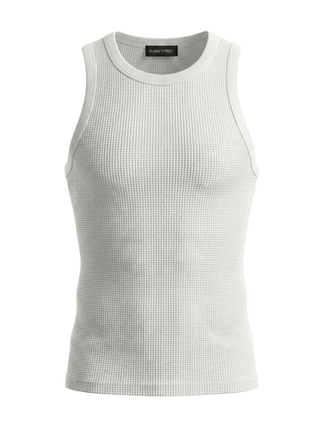 WAFFLE KNIT VEST - PURE WHITE