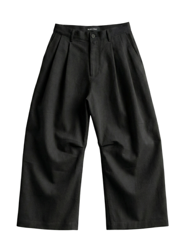 PLEATED WIDE LEG TROUSER - BLACK