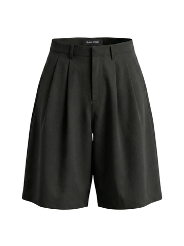PLEATED TROUSER SHORT - BLACK
