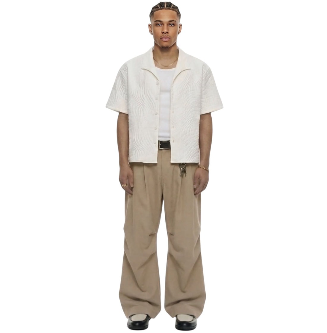PLEATED WIDE LEG TROUSER - SAND
