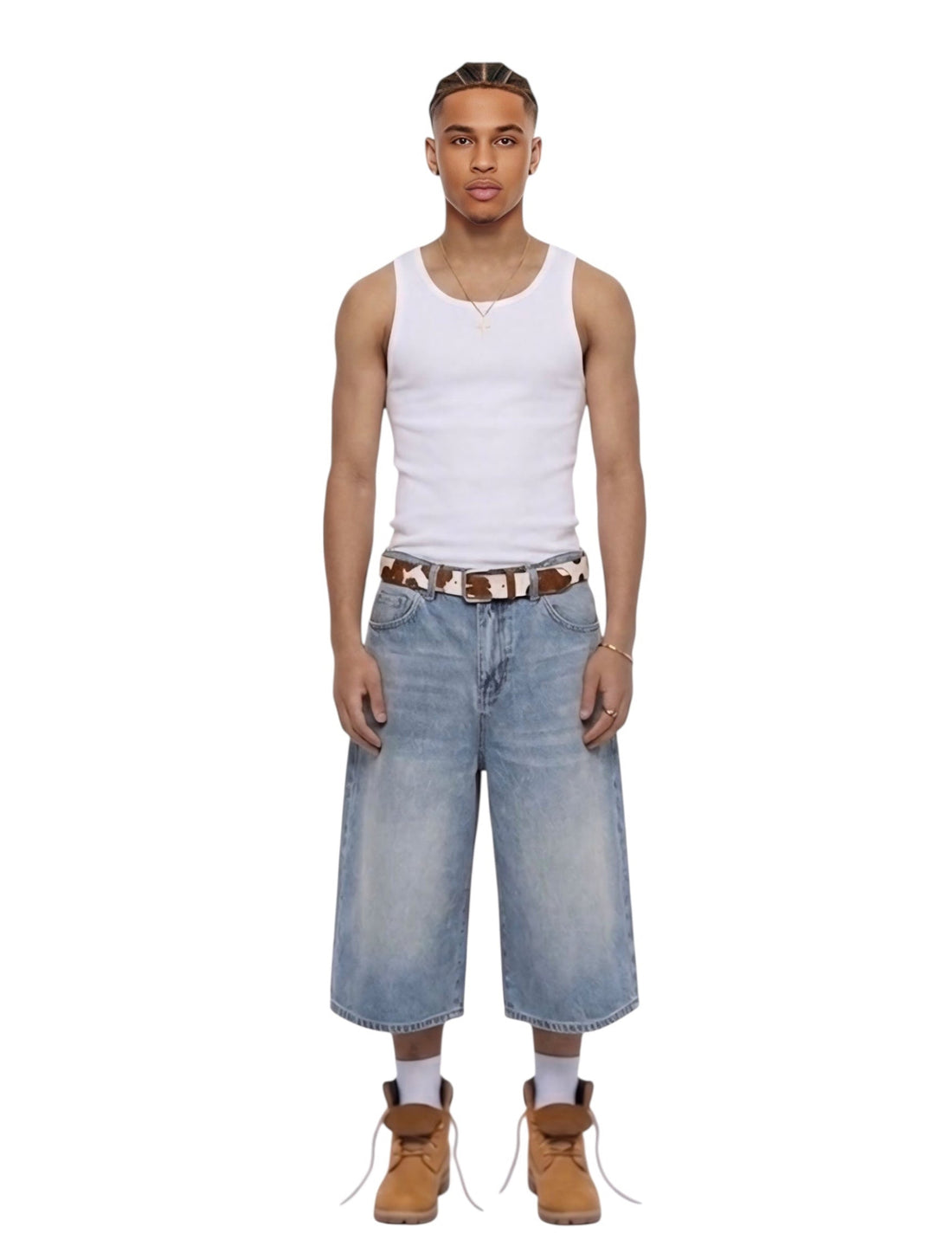 WIDE LEG DENIM SHORTS - ANTIQUE BLUE